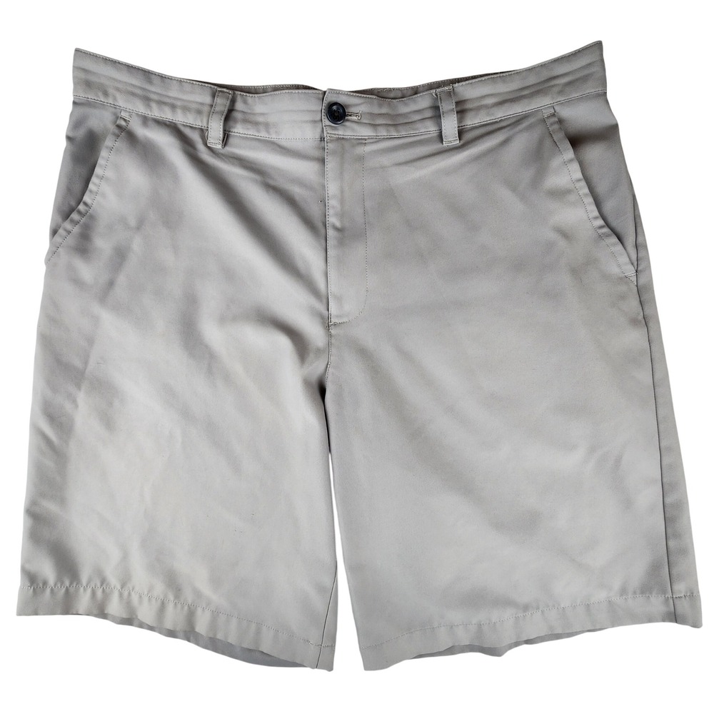 IZOD Golf Mens Size 38 Performance Shorts Light Gray Flat Front Athletic Casual